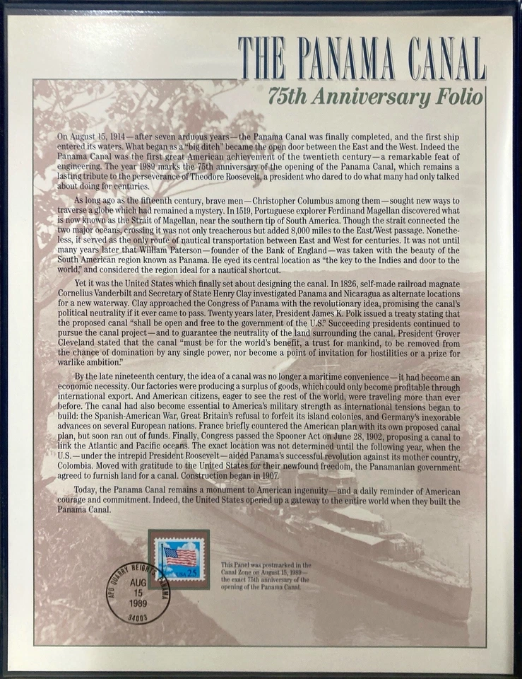 Фолиант марок Панамского канала к 75-летию памятное общество б/у в отличном состоянии - Изображение 3 из 3