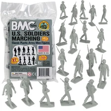 BMC Marx Recast WW2 US Marching parade Soldiers Gray Plastic Army Men 60mm  