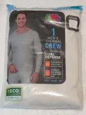 Men's Fruit of the Loom Crew Neck Thermal Waffle Base Natural Top Shirt