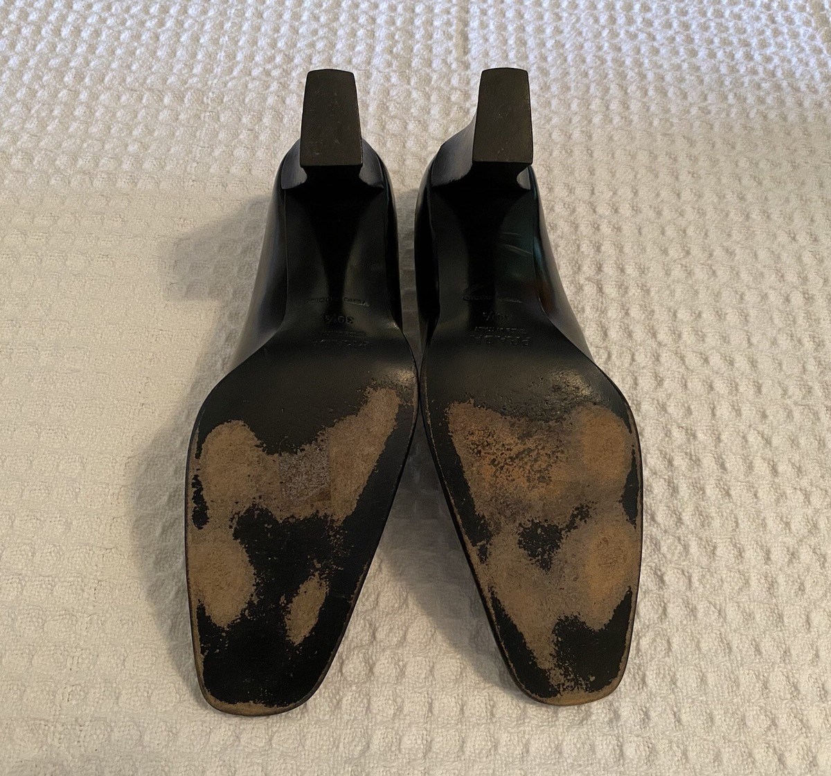 PRADA ブラックレザー ハイヒール gorgeous PRADA Black Leather 90s Square Toe Sculptural High