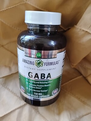 Amazing Formulas GABA 750Mg per Serving 100 Veggie Capsules Supplement | Non-Gmo