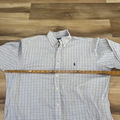Ralph Lauren Shirt Mens 16.5 34-35 Yarmouth Button Down Gray Blue