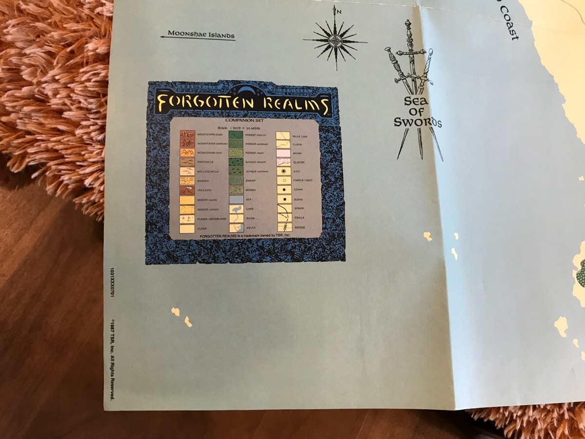 d&d tsr forgotten realms map foldout dungeons & dragons 1987 d&d tsr forgotten realms map foldout dungeons & dragons 1987