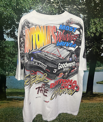 chase daytona500 USA製 90sＴシャツ 1998 aop Vintage 1998 Dale Earnhardt The Will to Win Daytona 500
