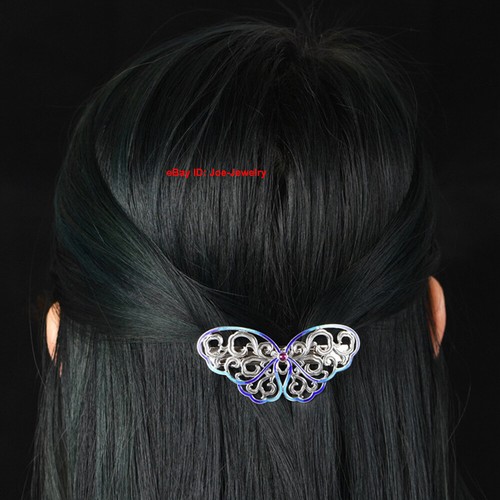 Solid 925 Sterling Silver Butterfly Hair Claw Women's Hair Clip 68mm Length - Picture 8 of 8