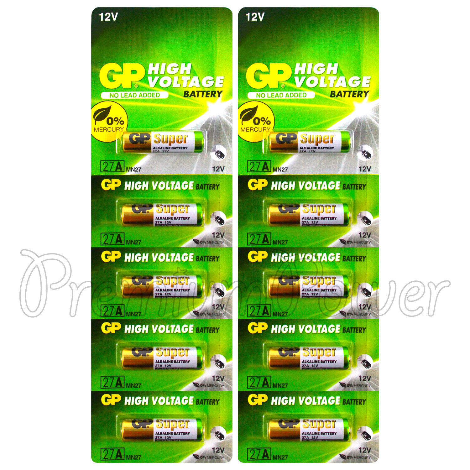 10 x GP 27A Alkaline Super batteries 12V MN27 A27 GP27A E27A EL812 L828 Alarms