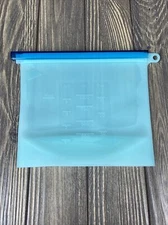 Blue Silicone Food Storage Bag Measure Reusable Environment Friendly