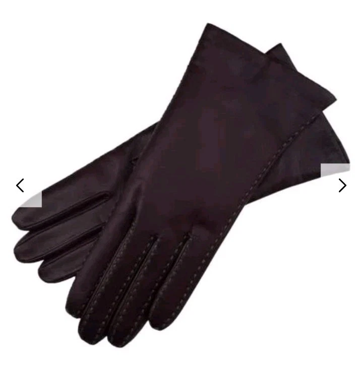 NWT Foligno aubergine with green leather gloves Size 8 Womens Cashmere Lined