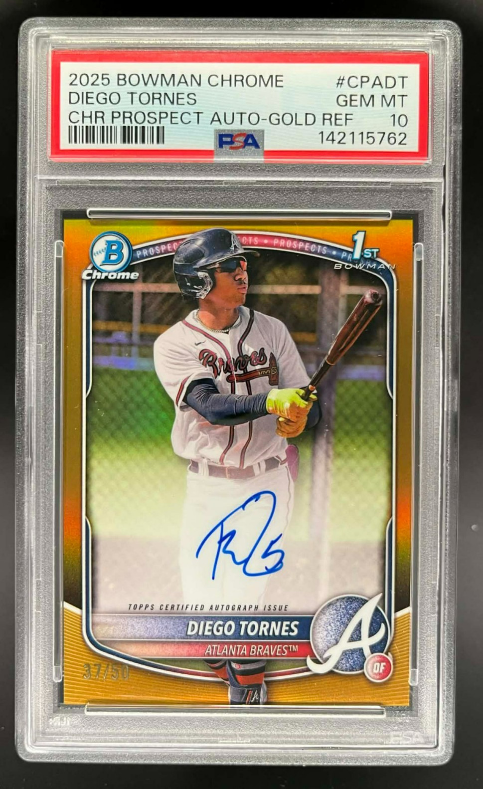 2025 BOWMAN CHROME DIEGO TORNES 1ST BOWMAN AUTO GOLD REF #D 37/50 PSA 10 GEM