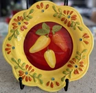 Pier 1 Imports 8.5" Salad Plate "Flores" Hand Painted Earthenware Chili Peppers.