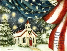 AN AMERICAN CHRISTMAS by ARTIST SUSAN WINGET DELUXE LANG FULLY DECORATED CARD 8