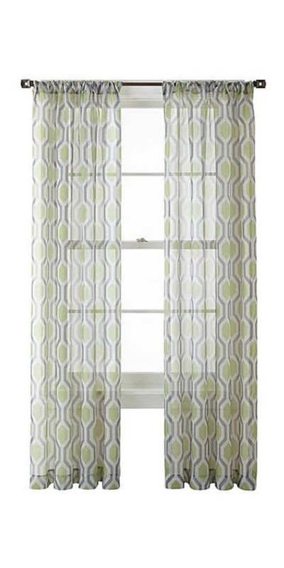 JCPenney Home Rod Pocket Panels Imperial Teal Multi 50” x 84” NIP (2) Geometric