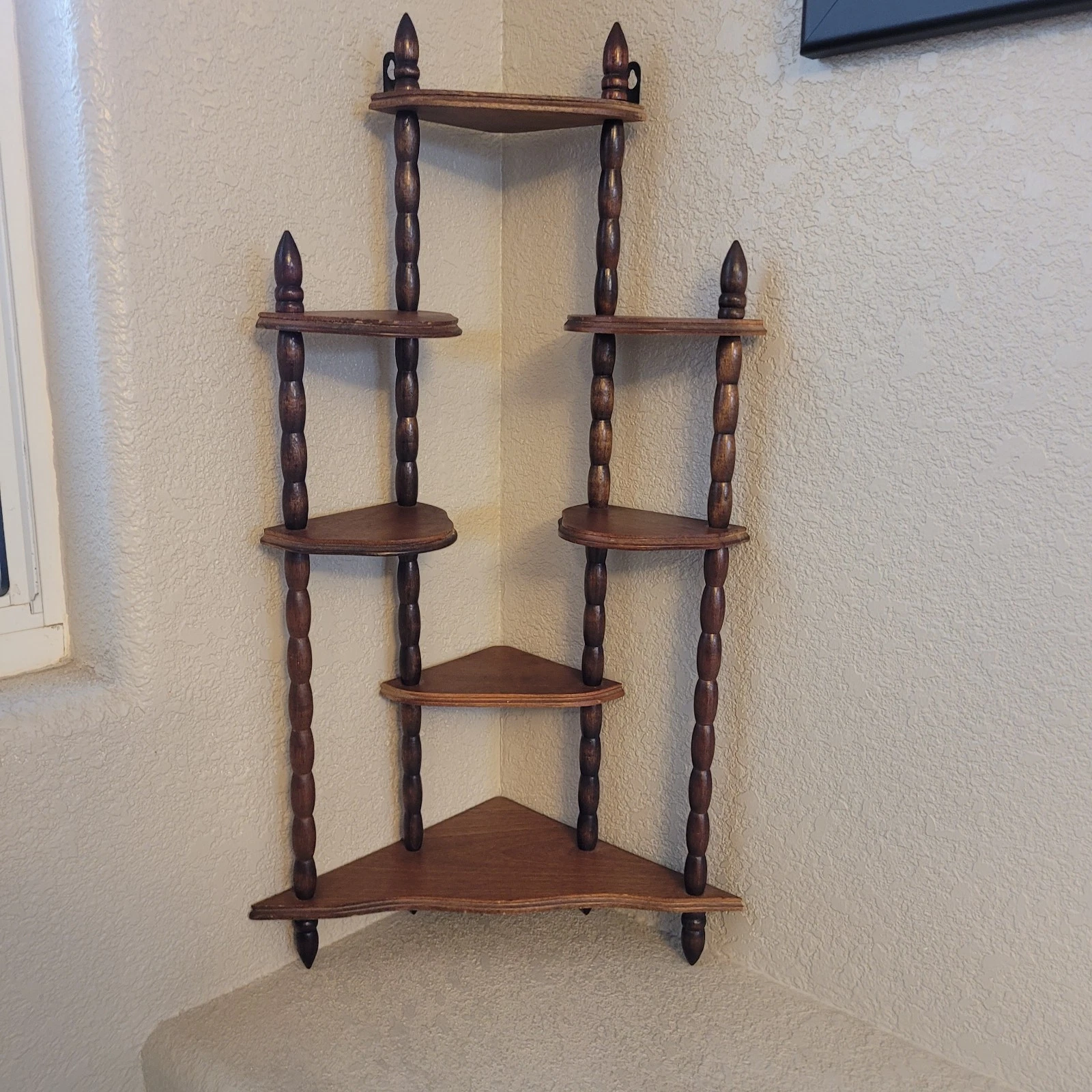 Vintage 7-Tier Wooden Corner Trinket Cottagecore Wall Hanging Shelf