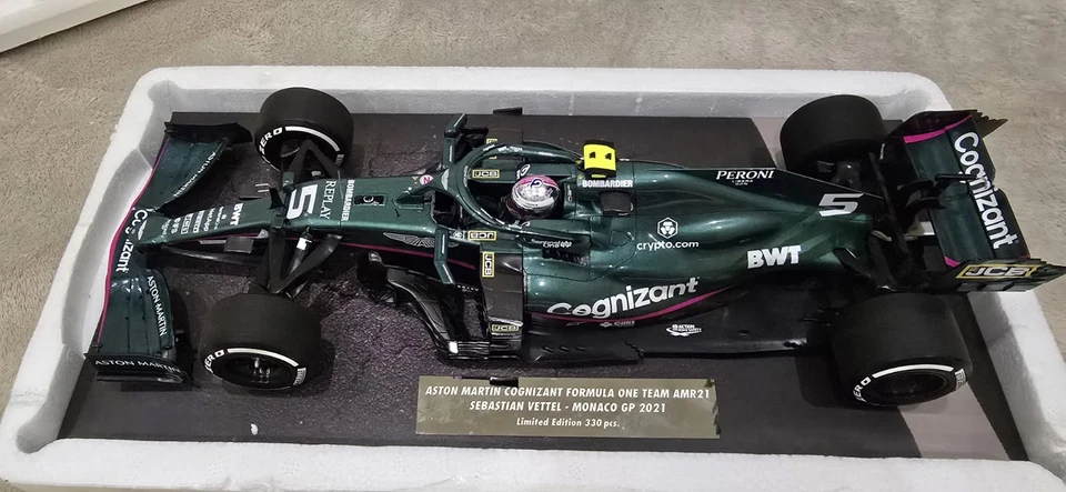 F1 Aston Martin AMR21 2021 Monaco Gp Sebastian Vettel 1:18 Minichamps - Image 2 of 4