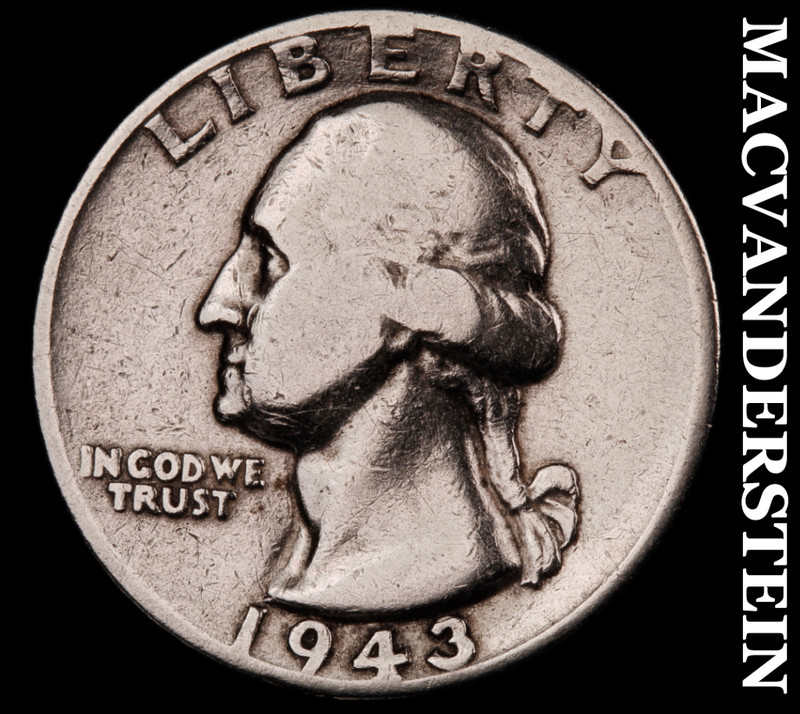 1943 Silver Washington Quarter - Scarce  Better Date  No Reserve  #M602