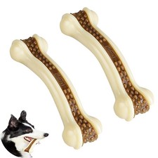 2 Pack Indestructible Dog Chew Toys for Aggressive Chewers Real Beef Flavor
