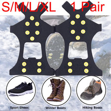 2PCS Snow Ice Cleats Anti Slip Shoe Grips 10 Steel Studs Hiking Walking