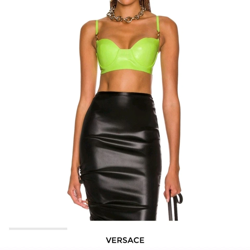 VERSACE Medusa latex bralette, Size 36 US Size 6 Green (EXCELLENT CON RSVP $1675 - Image 2 of 4