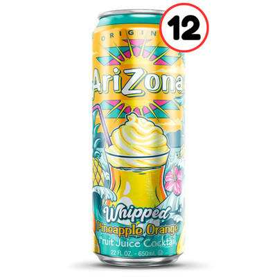 AriZona Whipped Pineapple 22 Oz Big Cans 12 Pack Refreshing Ready To Drink