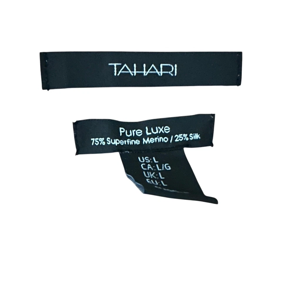 Tahari Brown Beige Superfine Merino Wool and Silk Open Cardigan Size L - Image 3 of 4