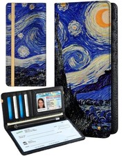 Checkbook Cover for Personal Duplicate Checks - Leather Check Night Painting