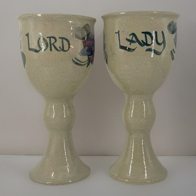 Renaissance Festival Cups Steins Goblets Lord & Lady Floral Pottery Wedding gift