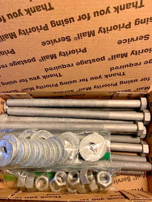 Bolt Hex Head  1/2''-13 x 8'' Hot Dip Galvanized (30) with Nuts (30)& Washers (60)