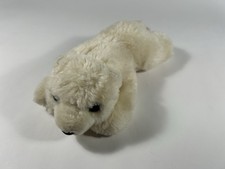 Aurora Plush Puppy Dog Cream White Stuffed Animal Small Laying 8 Inch