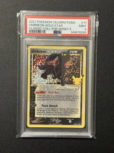 Pokémon Umbreon Star 17/17 Celebrations Gold Star Holo PSA 9 2021
