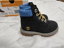 Timberland Premium 6 In Boot Black Nubuck W Blue Sz 5 Toddler TB0A5TF1 
