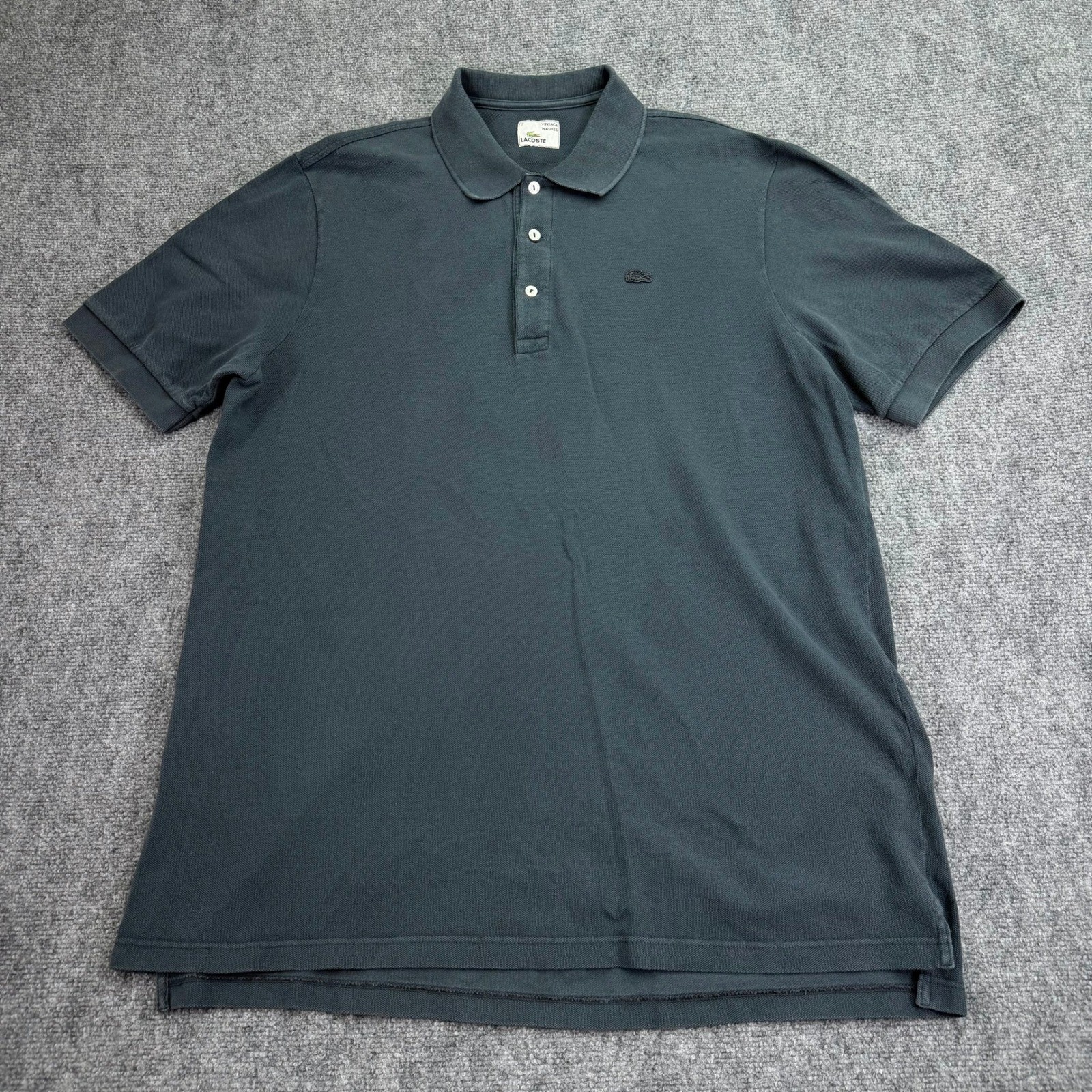 Lacoste Polo Shirt Mens 7 Gray Vintage Washed Short Sleeve Preppy