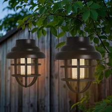 Solar Lantern Outdoor Hanging Lights,2Pack Garden Waterproof Decorative Solar Po