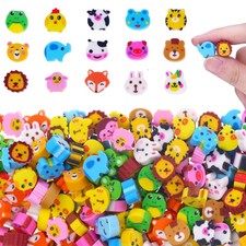 Mini Animal Erasers for Kids Bulk 170Pcs Mix Fun Animal Pencil Erasers Desk P...