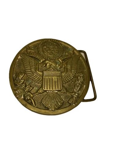 Solid Brass Army Belt Buckle WW2 Enlisted Insignia Military Antique Air Force US