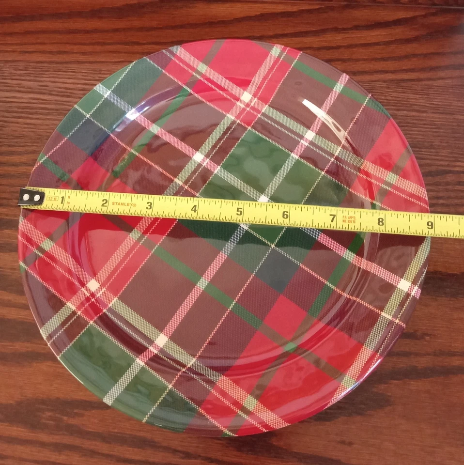Tommy Bahama TARTAN Platos de Cena y Ensalada de Melamina, Juego de 4 cada uno Foto 4 de 4