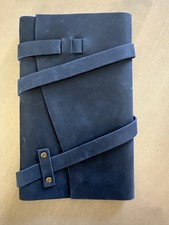 Portland Leather Goods Large Wrap Journal Dark Blue Suede Deep Water NEW PLG