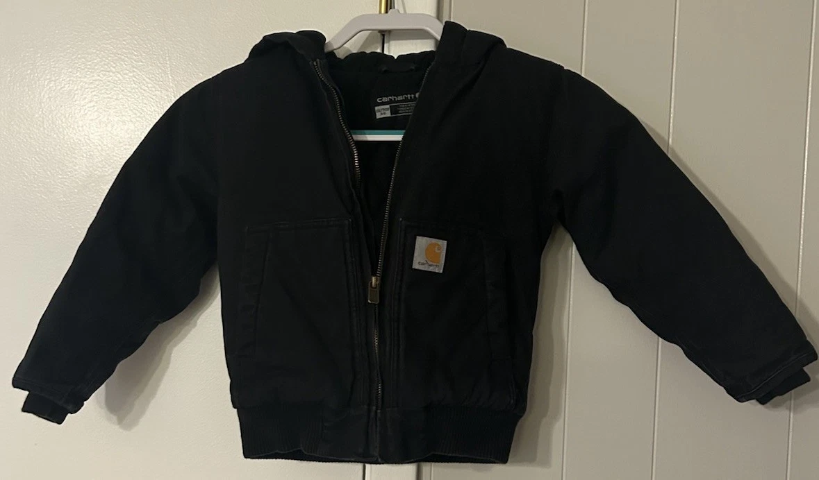 Carhartt Canvas Coat Bomber Active Hooded Jacket Hooded Youth XXS 4-5 OJ8545-B