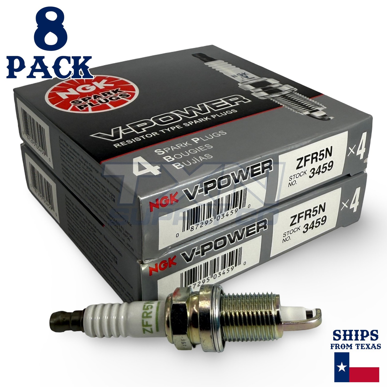 8 Pack NGK V-Power 3459 Spark Plugs ZFR5N