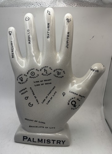 Palmistry Hand Palm Reading Fortune 12" Ceramic Crackle Glaze