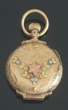 Men's Illinois Watch Co 14K Multi-Color Gold Box Hinge Pocket Watch