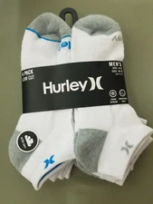 New Mens Hurley 6 Pack Cushioned Low Cut Socks.