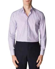 Eton L18412 Mens Light Purple Slim Fit Micro Check Dress Shirt Size 39/15.5