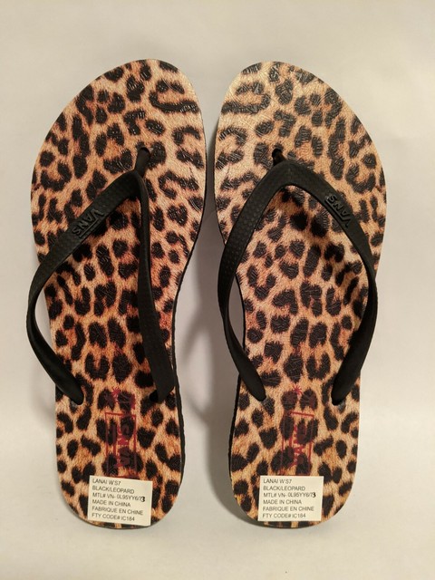 vans leopard flip flops
