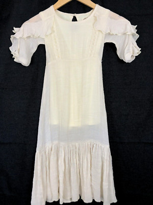 NEW Joyfolie Mia Joy Girls Long Prairie Dress Size 4 Ruffle Lace Ivory Boho