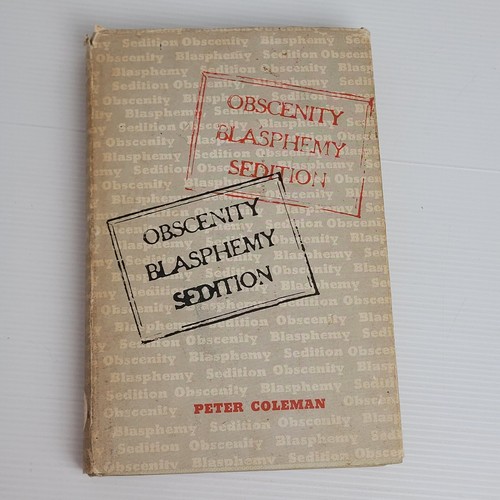 Obscenity Blasphemy Sedition by Peter Coleman H/C Book Censorship in Australia - Bild 1 von 15