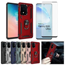 For Samsung Galaxy S20 S20+Ultra 5G Metal Armor Defender Case w/ Ring Grip Stand