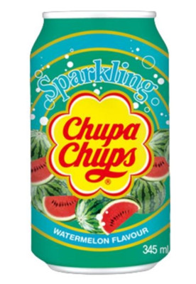 CHUPA CHUPS SPARKLING DRINK - WATERMELON - 345ml CAN - SODA FIZZY LOLLIPOP CANDY