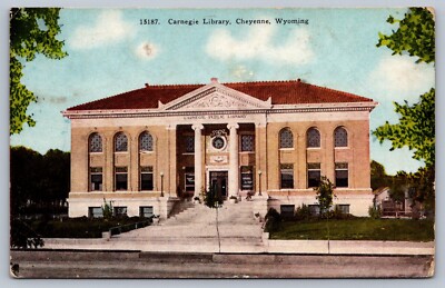 Postcard Cheyenne WY Carnegie Library 1921