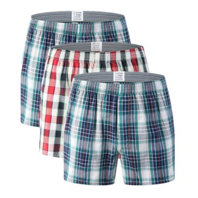 Men's 5-Pack Cotton Boxer Shorts - Breathable Sleep & Lounge Shorts In Assorted Plaid/Stripes, Large
