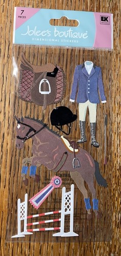 RARE Jolees EQUESTRIAN Horse Riding Show Saddle Jumps Jockey Ribbon 3D Stickers - Picture 4 of 6